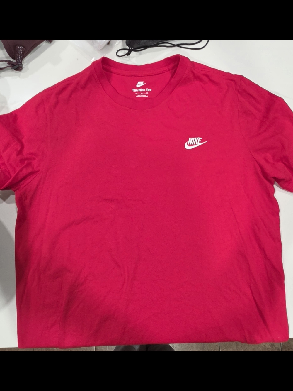 Nike Men's Pink Crewneck T-Shirt with White Swoosh
